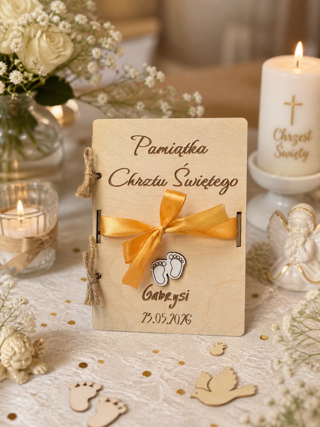 Pamiątka Chrztu Świętego Kartka Personalizowana Dziewczynka Chłopiec - obrazek 3