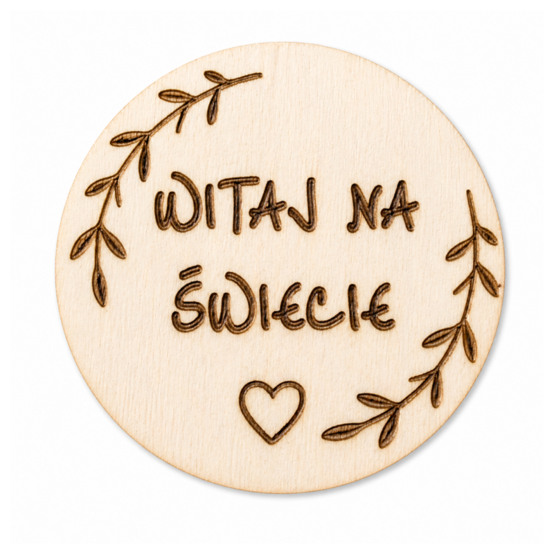 Drewniana tabliczka z napisem Witaj na świecie